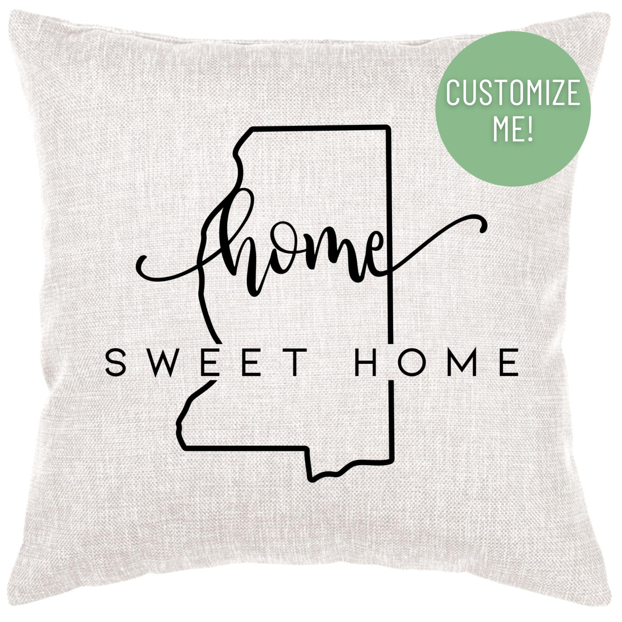 Home Sweet Home State Shape Down Pillow