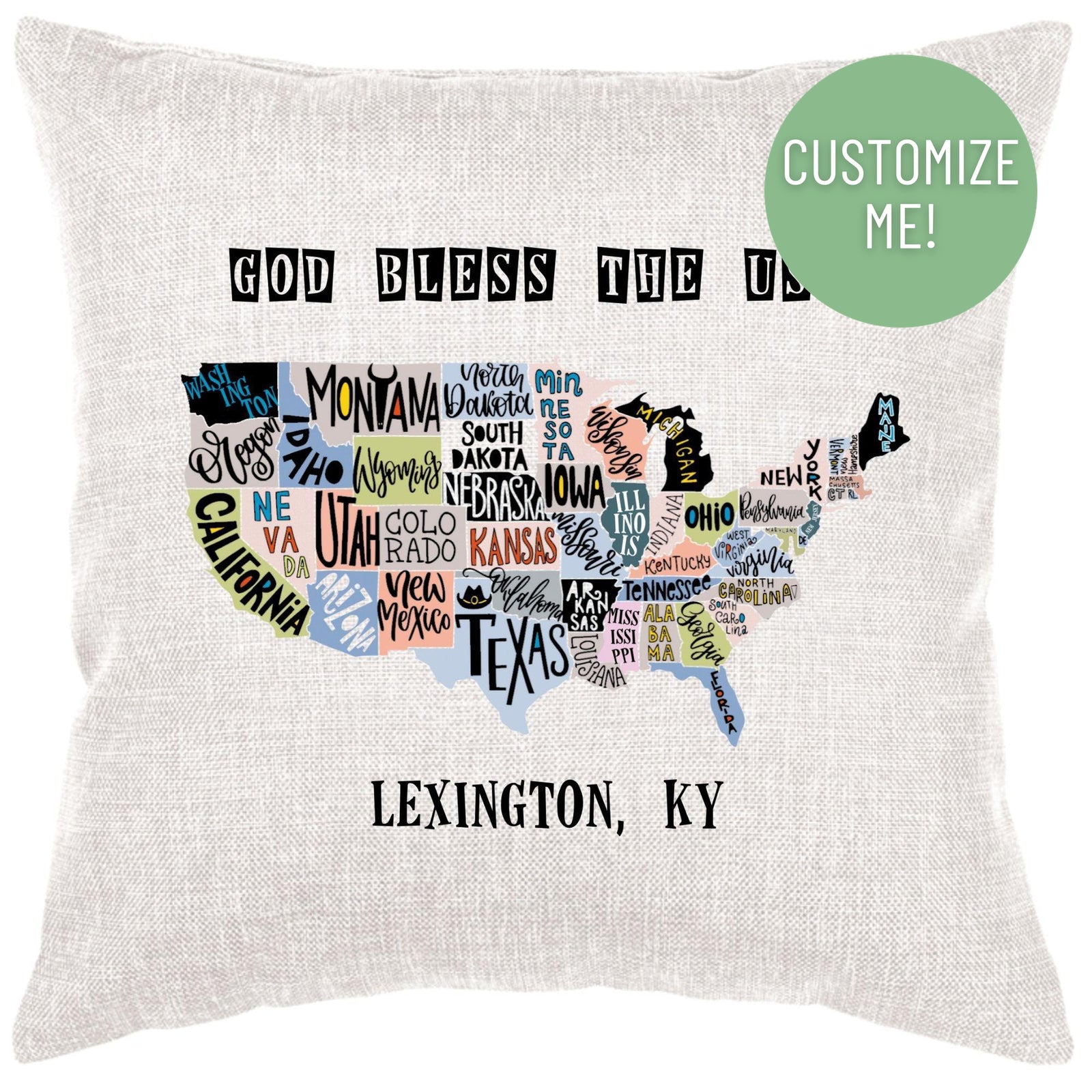 Hometown Usa Pillow Cover