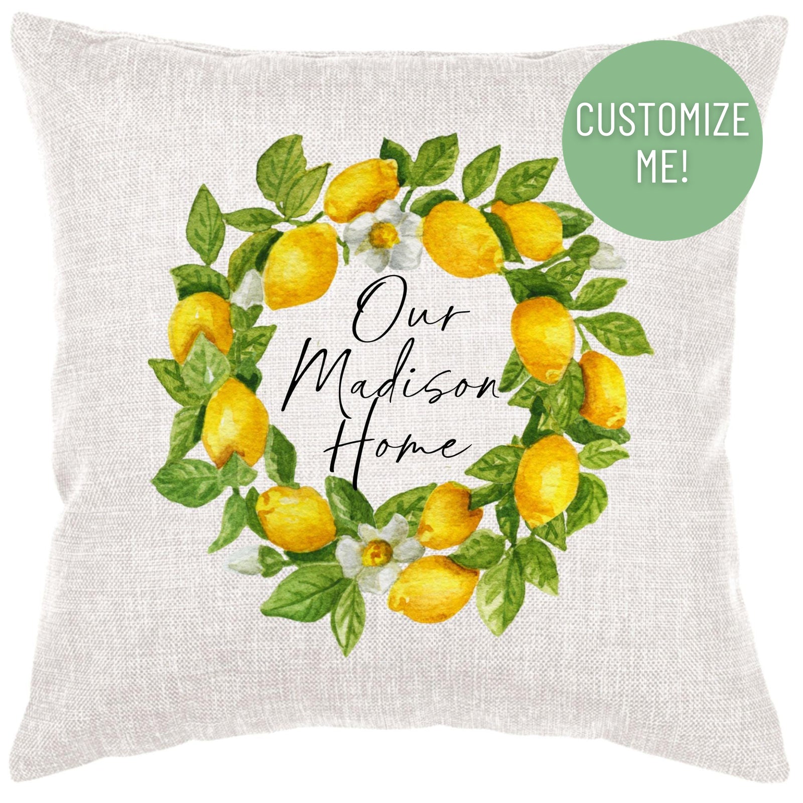 Lemon Wreath Pillow Cover