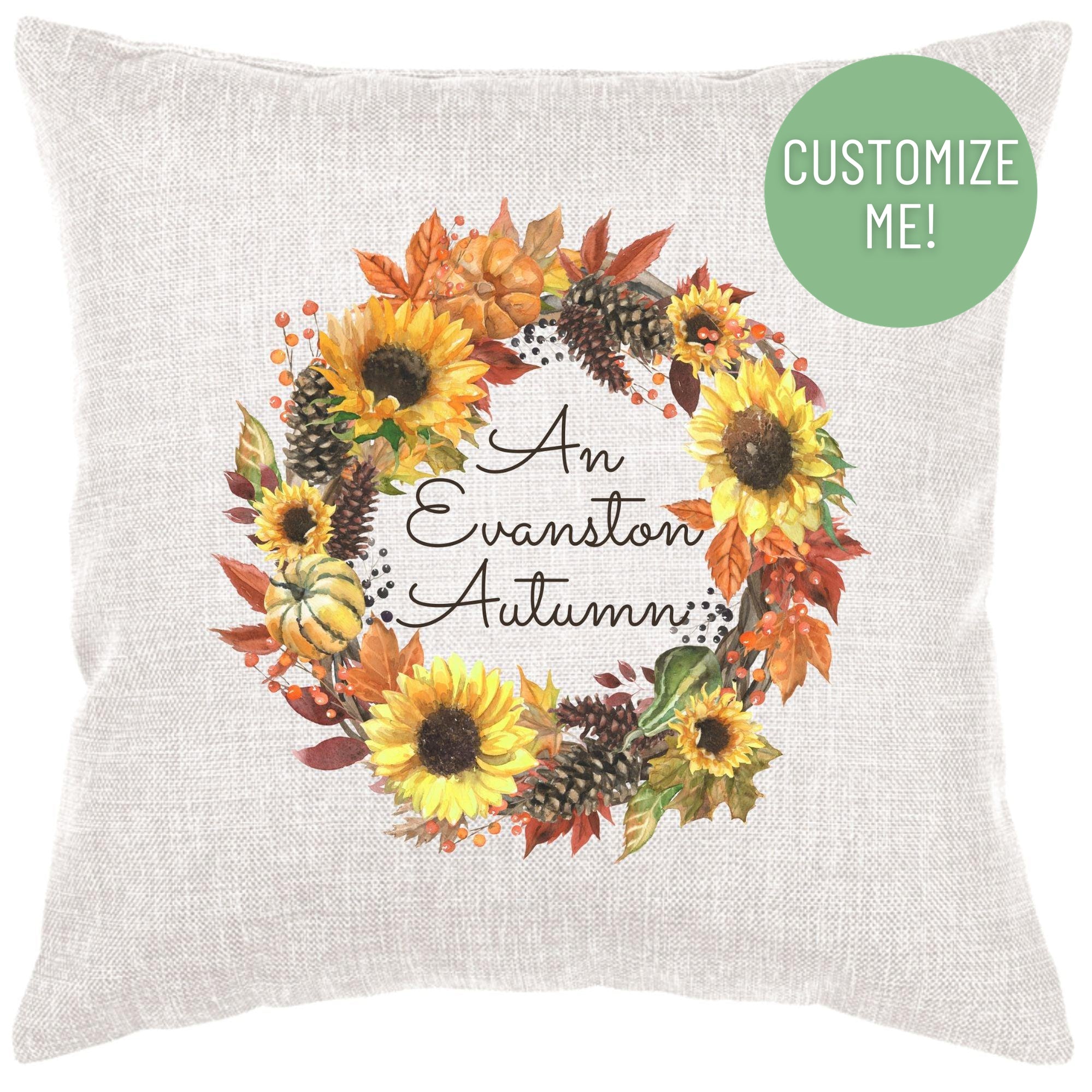 Sunflower Autumn Wreath Down Pillow