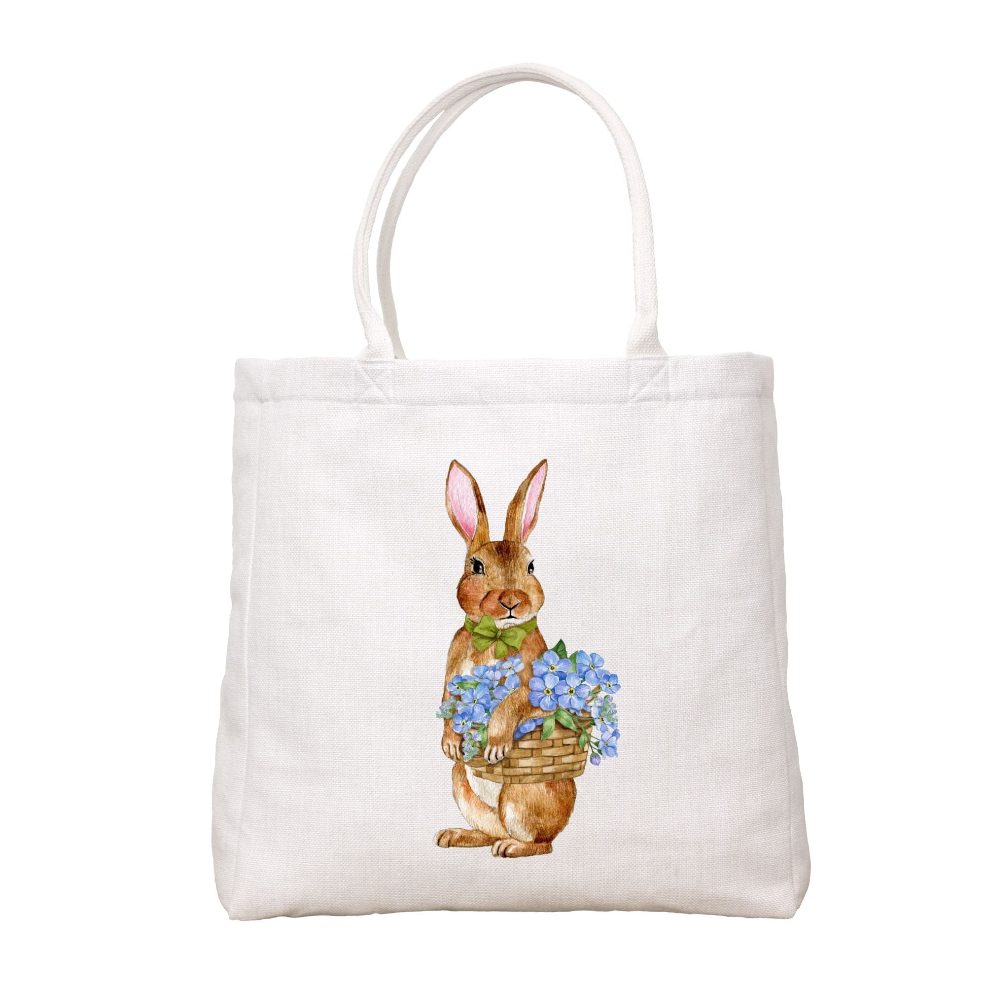 Bunny And Flower Basket Tote Bag