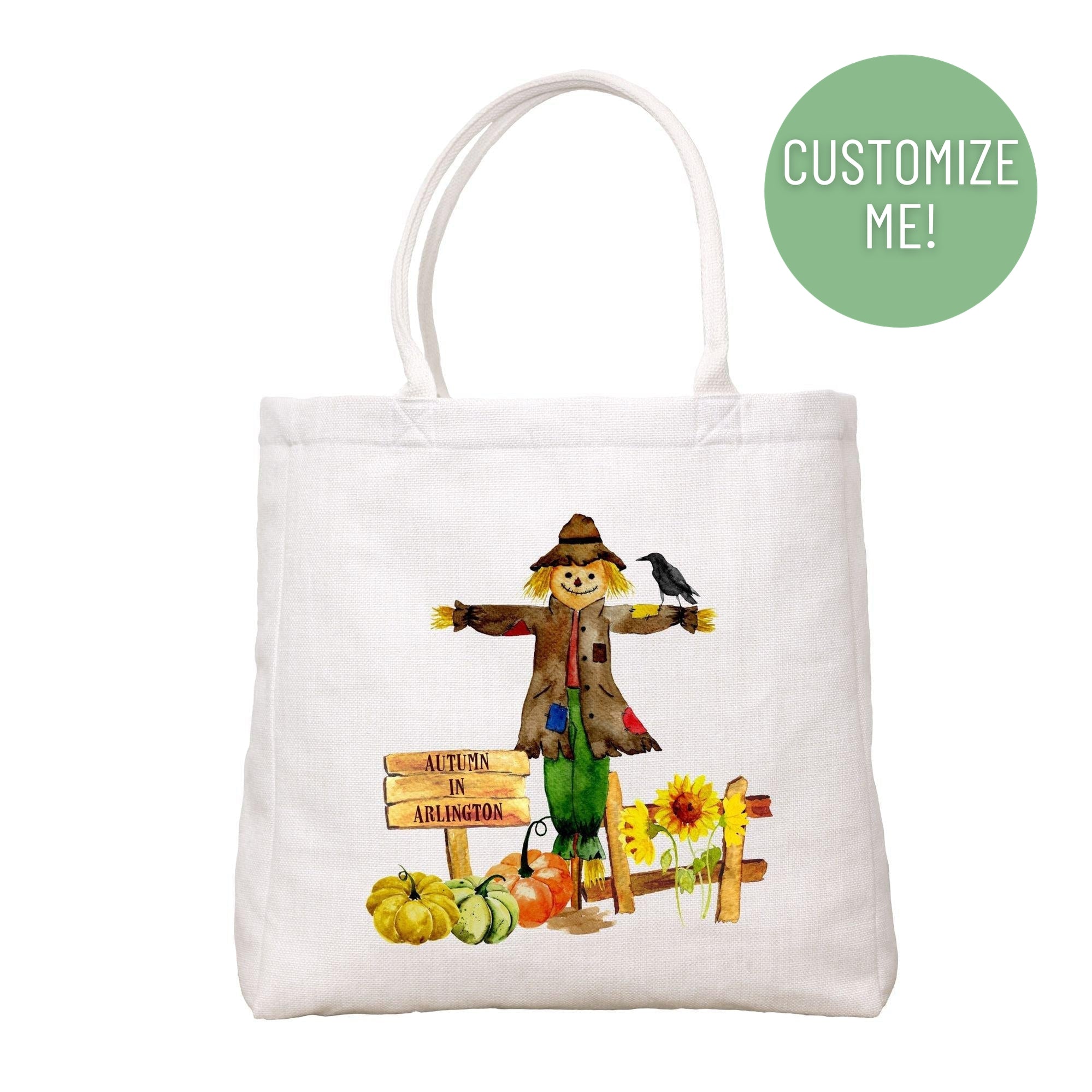 Scarecrow And Pumpkins Tote Bag