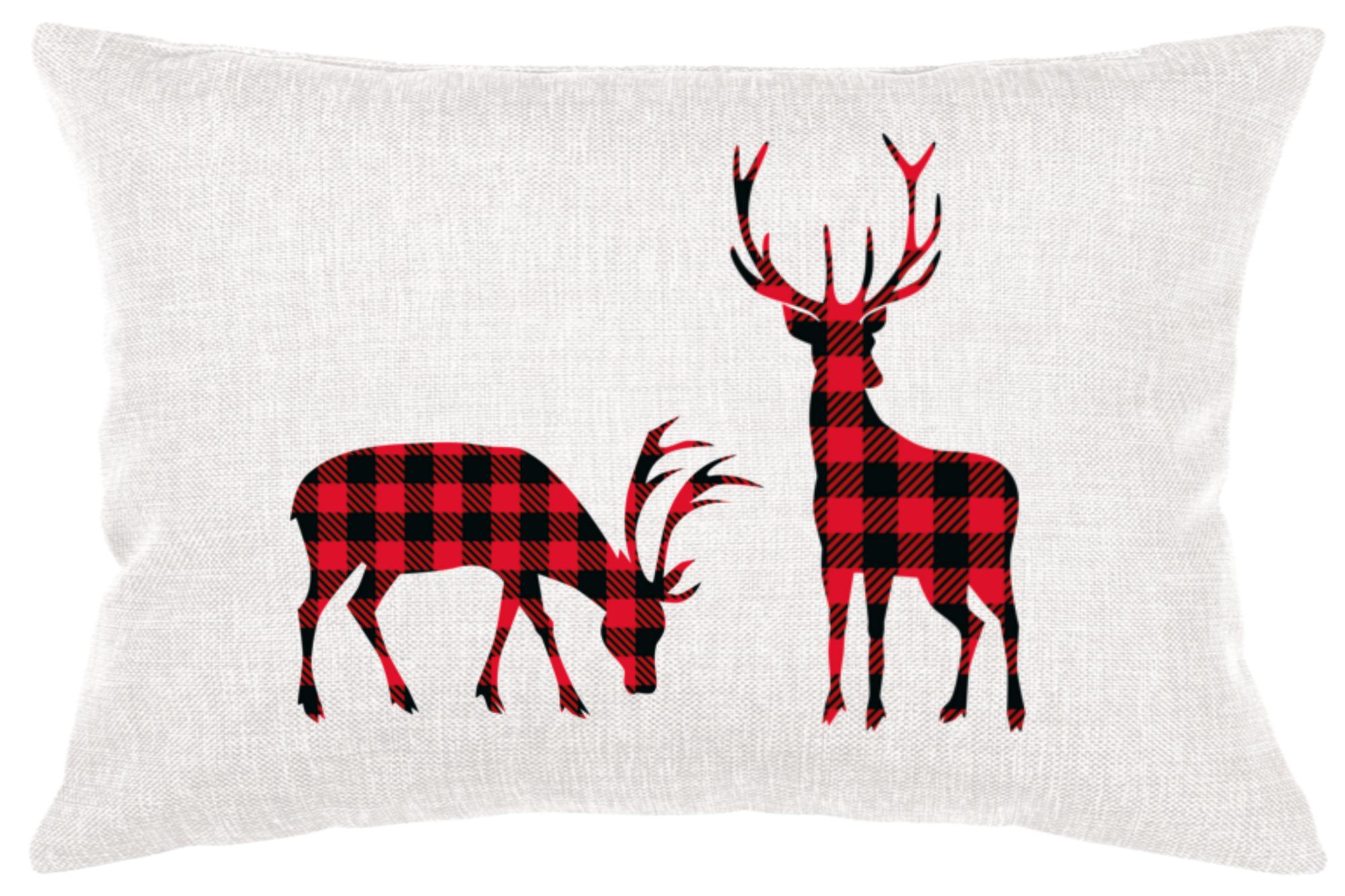Deer Duo Buffalo Check Lumbar Pillow Throw/Decorative Pillow - Southern Sisters