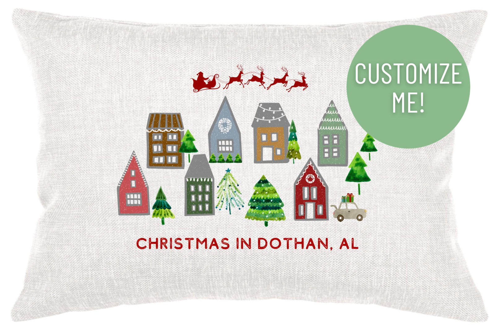 Christmas Hometown Lumbar Pillow Cover